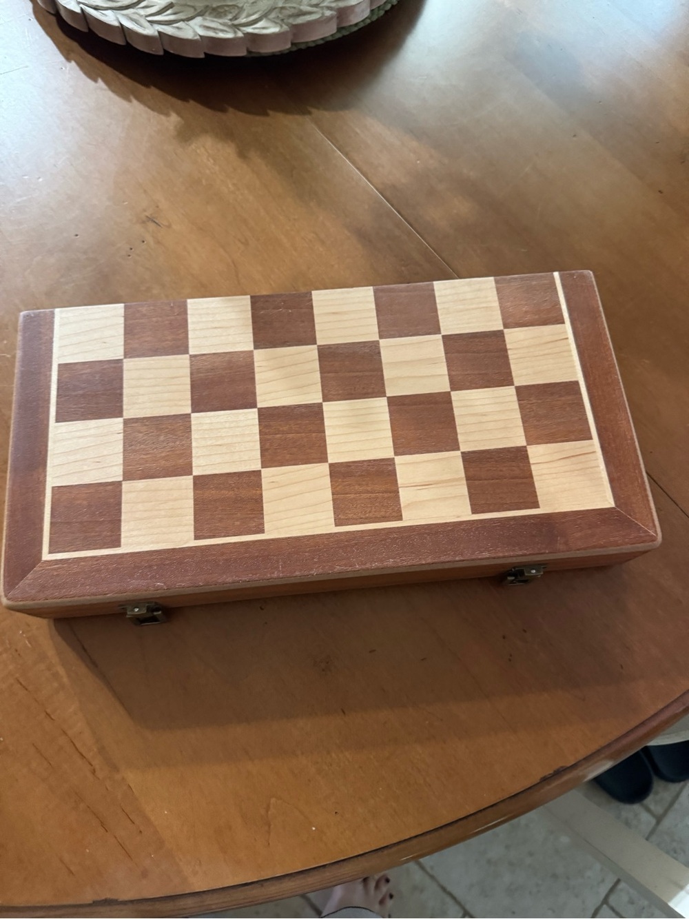 Source Unknown Wooden Foldable Chess / checker Board - Light and Dark Wood